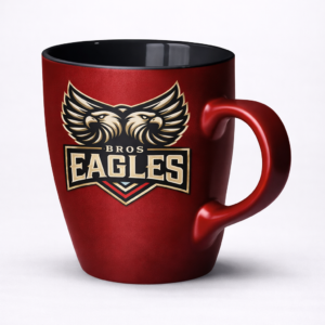 personalised ceramic coffee mugs red end black with eagles