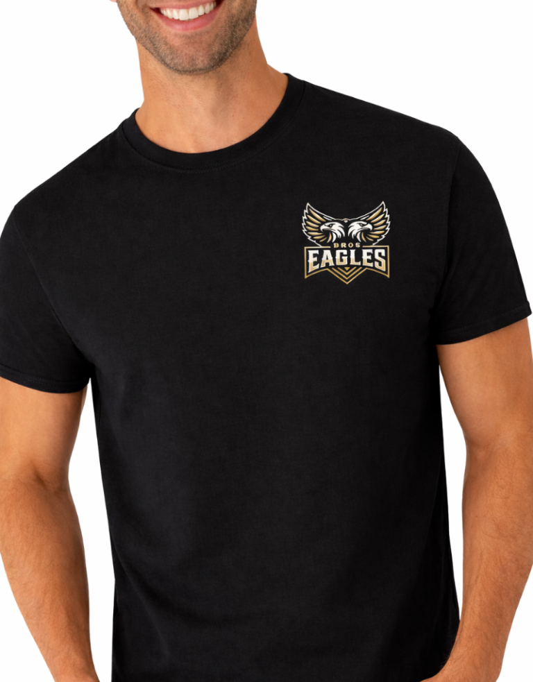 Black t shirt with eagles